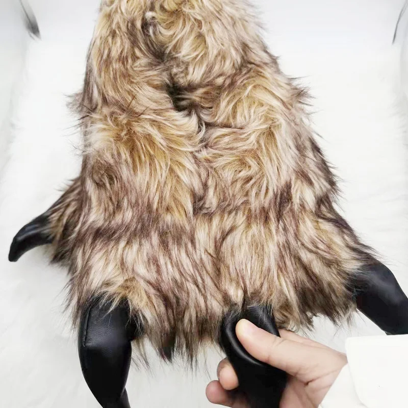 Шлепанцы с мультяшными животными для мужчин и женщин домашние пушистые тапочки