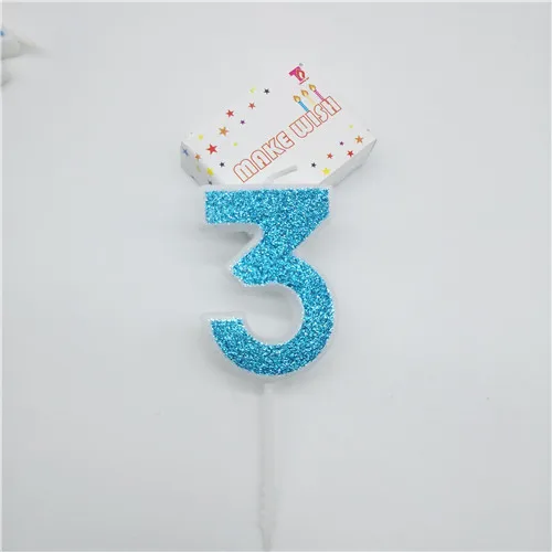 blue 3 Свечи для торта «Happy Birtday» с цифрами 0, 1, 2, 3, 4, 5, 6, 7, 8, 9 синих цветов, свечи для маленьких девочек и мальчиков на день рождения, декоративные принадлежности - Цвет: blue 3
