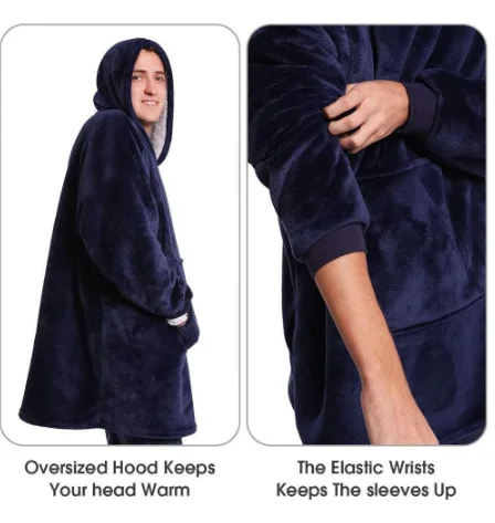 

Winter Sherpa Blanket With Sleeve Ultra Plush Blanket Hoodie Pink Grey Wine Blue Warm Flannel Hooded Blankets