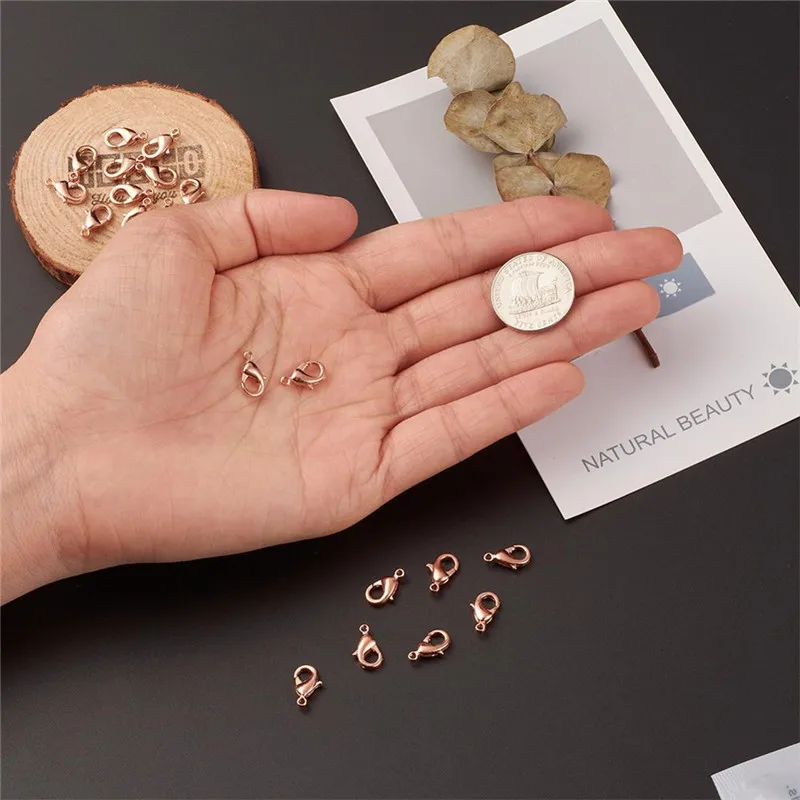100 шт. розовое золото латунь металлический коготь омаров застежки браслет крючки