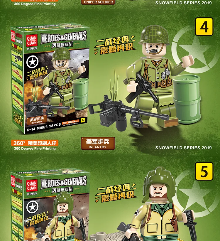 Новый Enlighten WW2 военный солдат фигурки строительные блоки армейский M1 Аксессуары