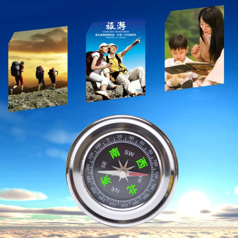 

Mini Compass Pocket With Switch Lightweight Metal Keychain With Aluminum Compass For Outdoor Camping Hiking And Activities