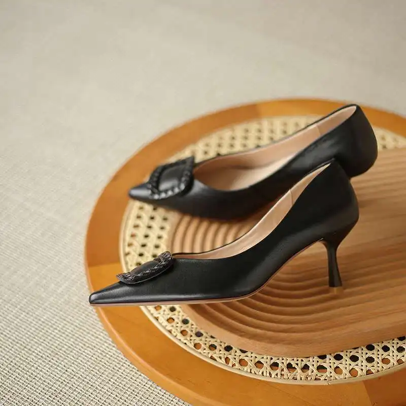 

Krazing pot European style genuine leather pointed toe thin high heels beauty lady evening party sexy shallow women pumps L11