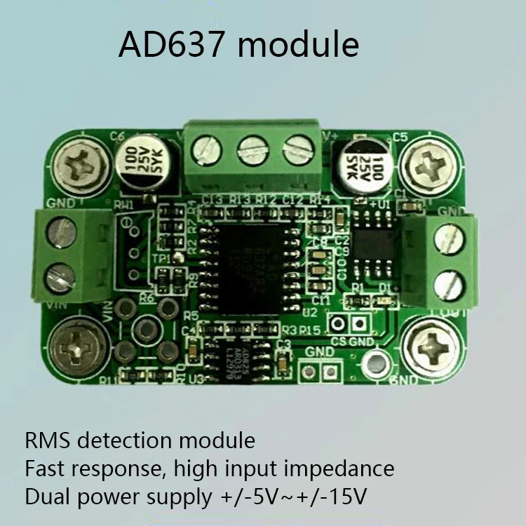 

AD637 Module RMS Detection Module No Potentiometer Adjustment Accuracy Peak Detection (cycle)