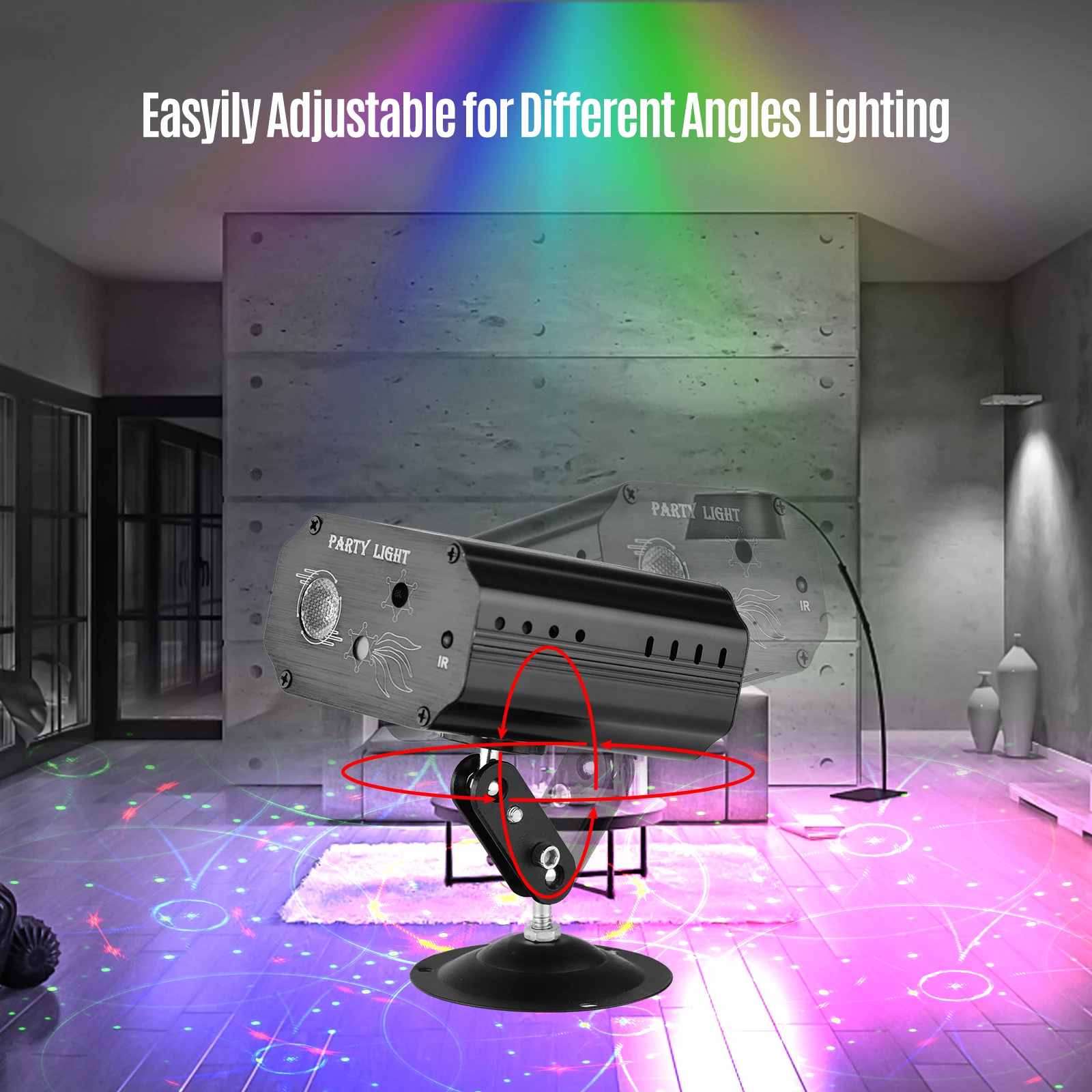 

Светодиодный прожектор светильник проекционная лампа, сцсветильник, 8 Вт, 48 различных узоров, музыка активируется с дистанционным управлен...