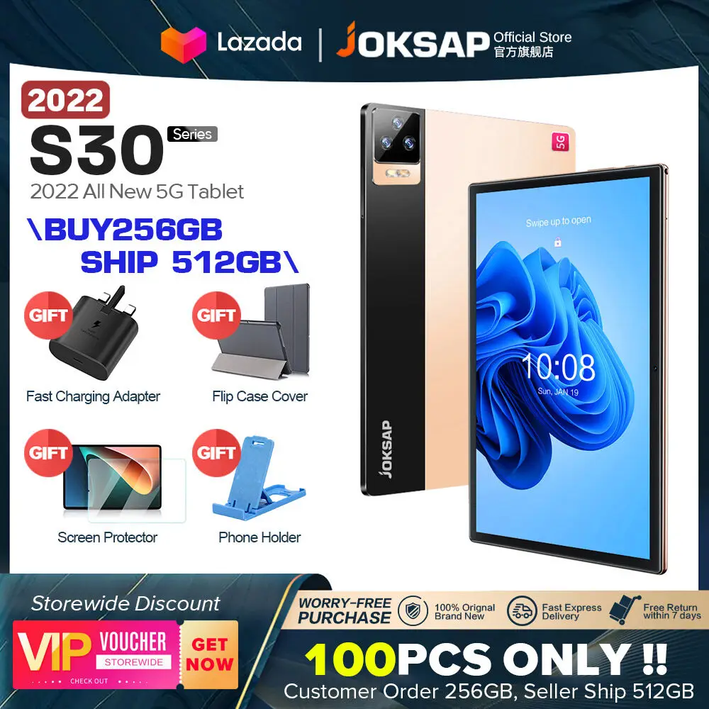 

JOKSAP S30 планшет с восьмиядерным процессором, ОЗУ 8 Гб, ПЗУ 512 ГБ, 8800 мАч, Android 10,1