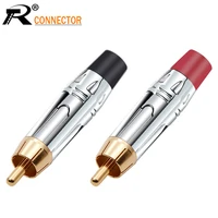 10pairs20pcs rca connector smooth silve rca male plug gold plated audio adapter blackred pigtail speaker plug for 7mm cable