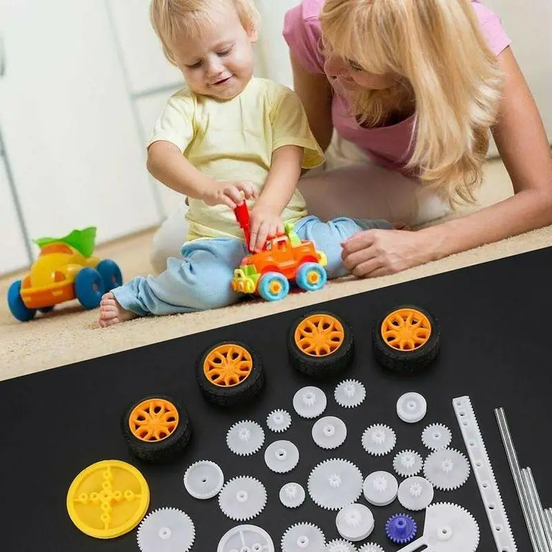 

78pcs Plastic Gear Package Kit DIY Gear Assortment Accessories Set For Motor Car Robot Various Gear Axle Belt Bushings Toy