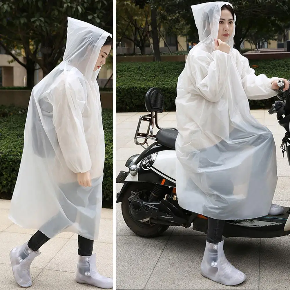 

Portable Poncho Adult Raincoat Reuse Disposable Hooded Raincoat Poncho Outdoors Transparent Clothes covers Lady Riding Raincoat