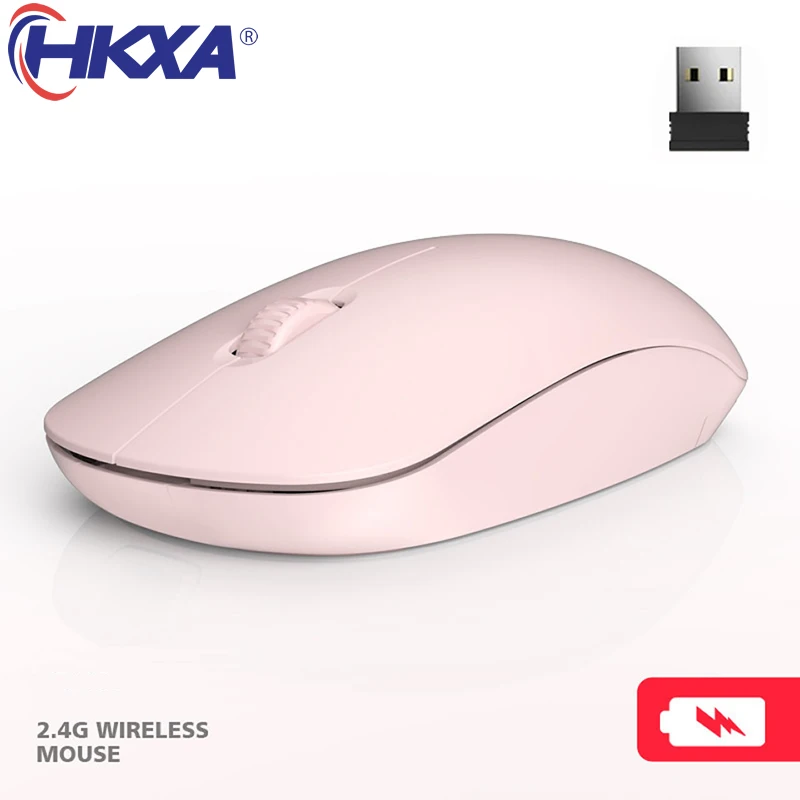 

HKXA 2.4G Wireless Mouse USB Computer Mouse Optical Mouse Cute Color Computer Mice Ergonomic PC Office Mouse for Kid Girl Gifts