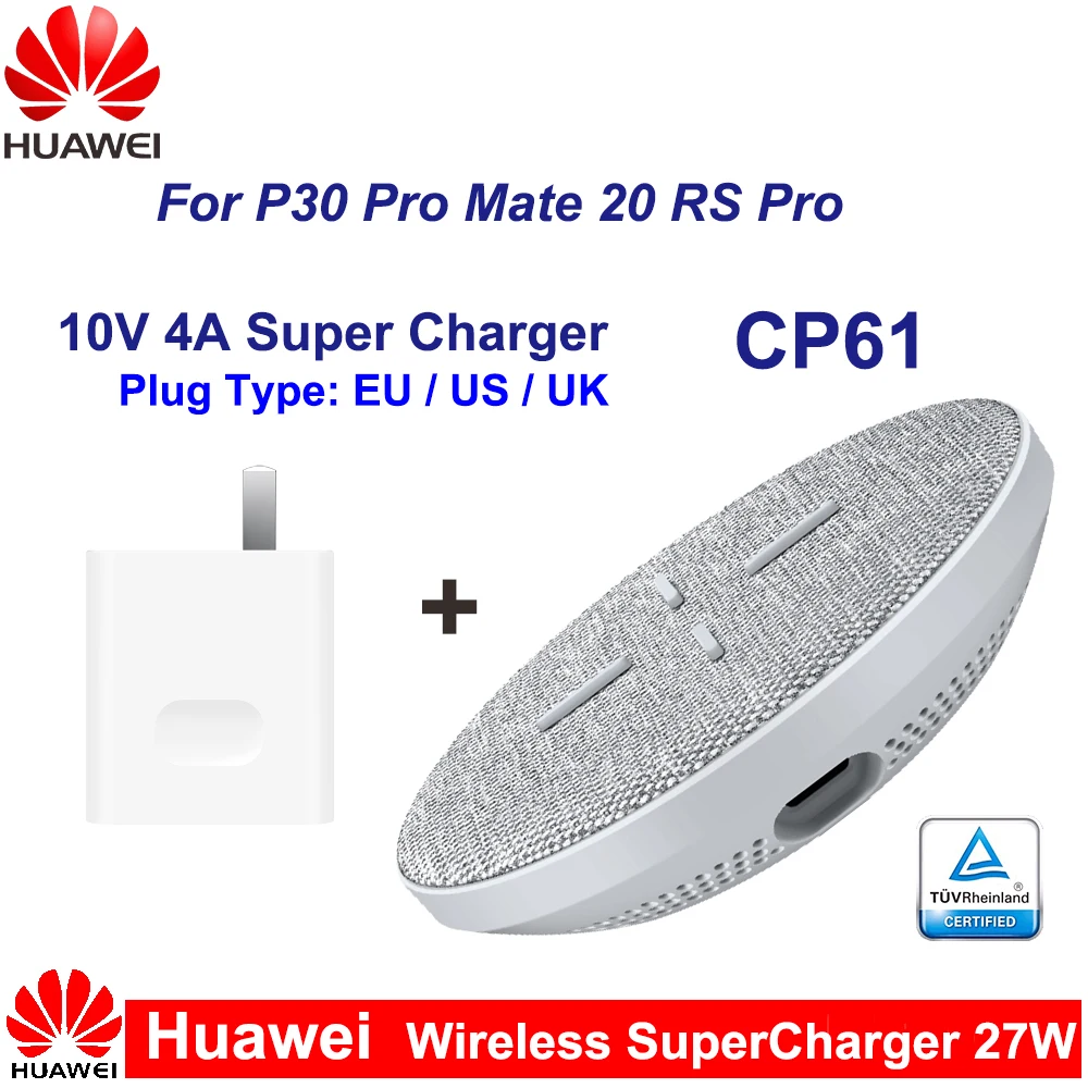 Беспроводное зарядное устройство HUAWEI CP61 макс. 27 Вт 40 для Huawei P30 Pro Mate 20 RS iPhone 11 |