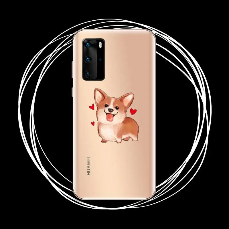 

Cute Corgi Animal Puppy Phone Case Transparent for Huawei P honor 8 10i 20 30 40 smart 2019