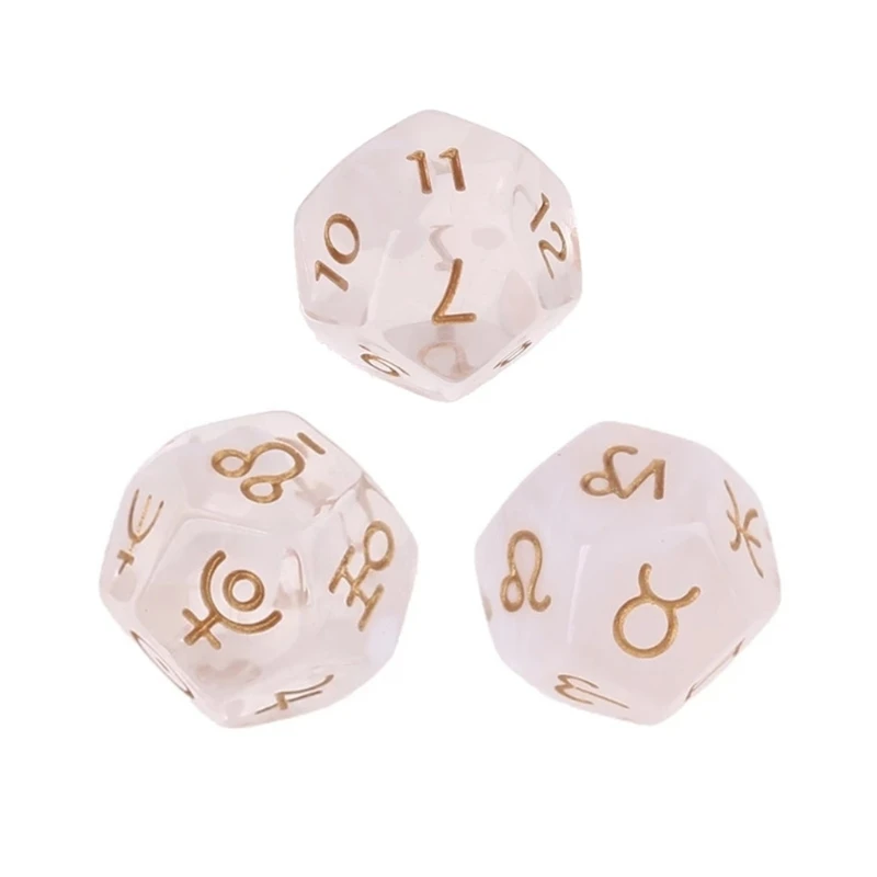 

3pcs Multicolor 12 Sided Resin Dice Astrology Tarot Constellation Divination M68D