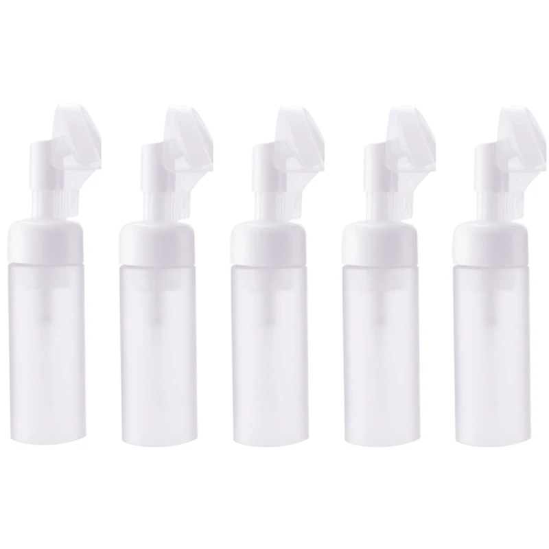 

5 Pcs 100Ml Cleansing Foam Bottle with a Brush, Plastic Foamer Bottle Pump Mini Travel Size Soap Dispenser