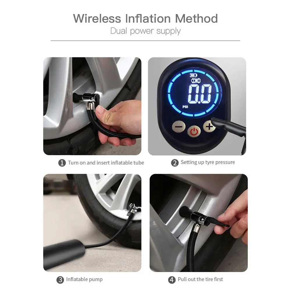 

2020 Upgraded 150PSI Car Motorcycle Bicycle Air Compressor LCD Digital Cordless Handheld Inflatable Air Pump Tyre Inflator