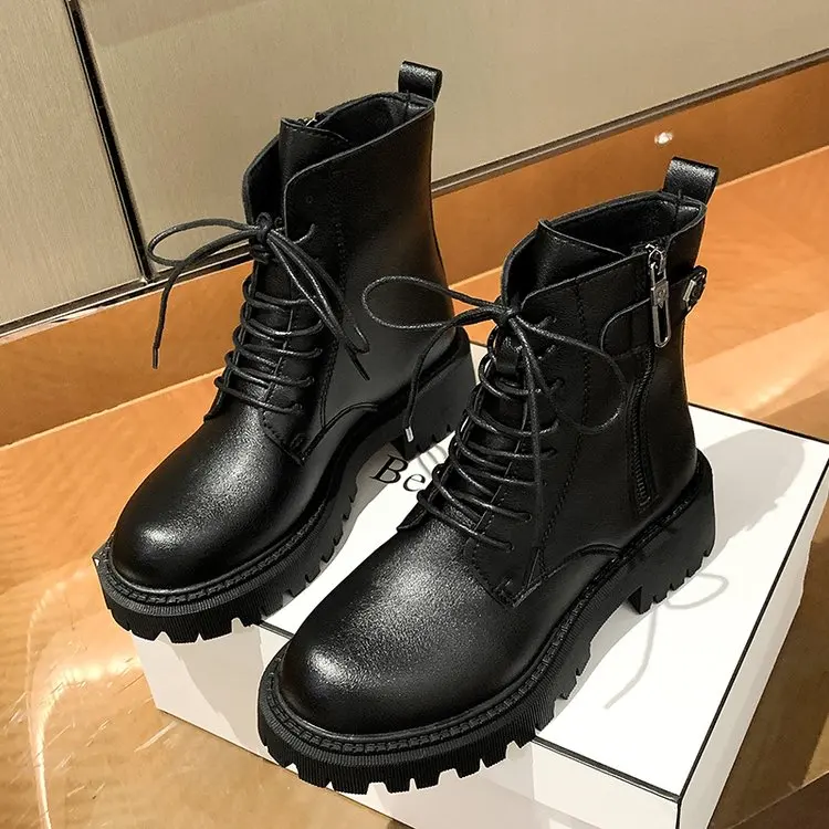

Women's Shoes Fashion Women's Boots Boots with ankle LACES, square heels, thick platform for women