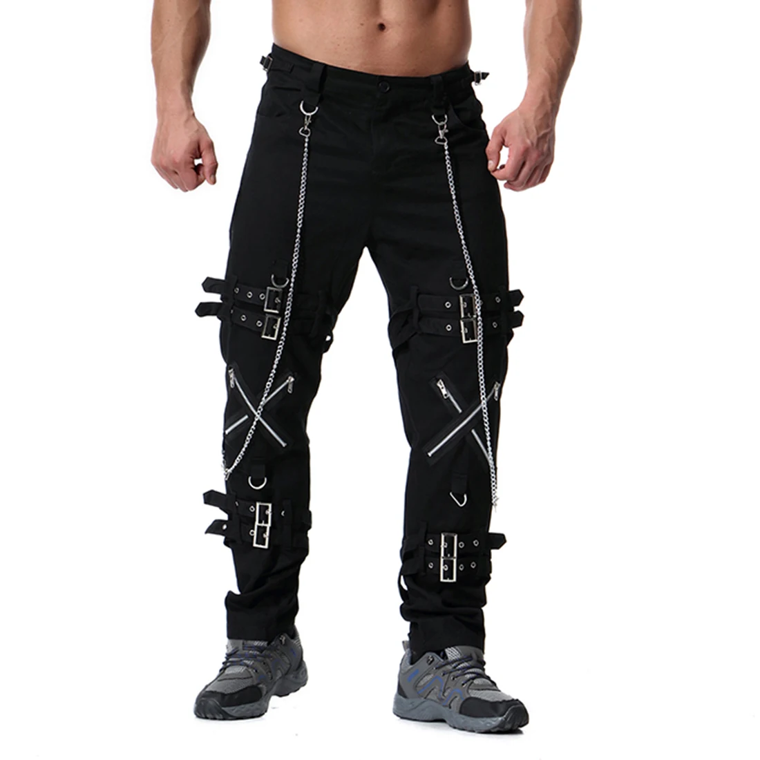 

2021Muti Zippers Men's Cargo Pants Baggy Casual Fitness Men Joggers Sweatpants Trousers Summer Streetwear Mens Joggers Pants