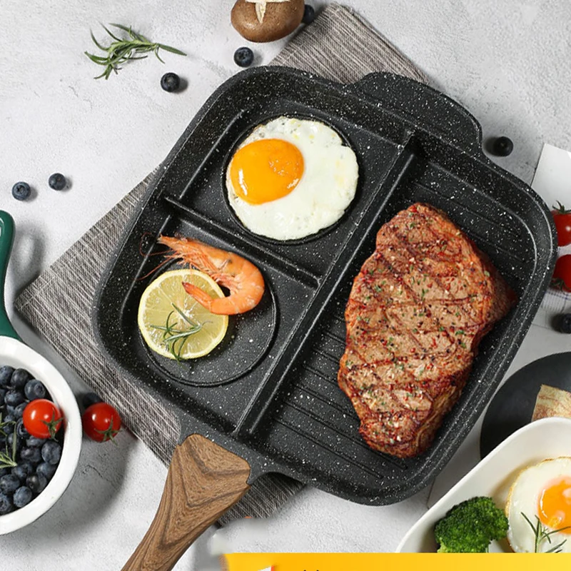 3 в 1 разделенная сковорода для завтрака антипригарная секции разделенный гриль