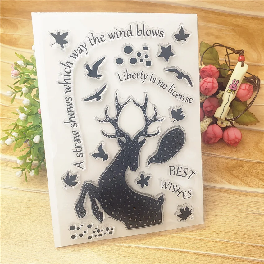Hot selling Silhouette deer alphabet transparent clear stamp / silicone seal roller DIY scrapbook album card production | Дом и сад