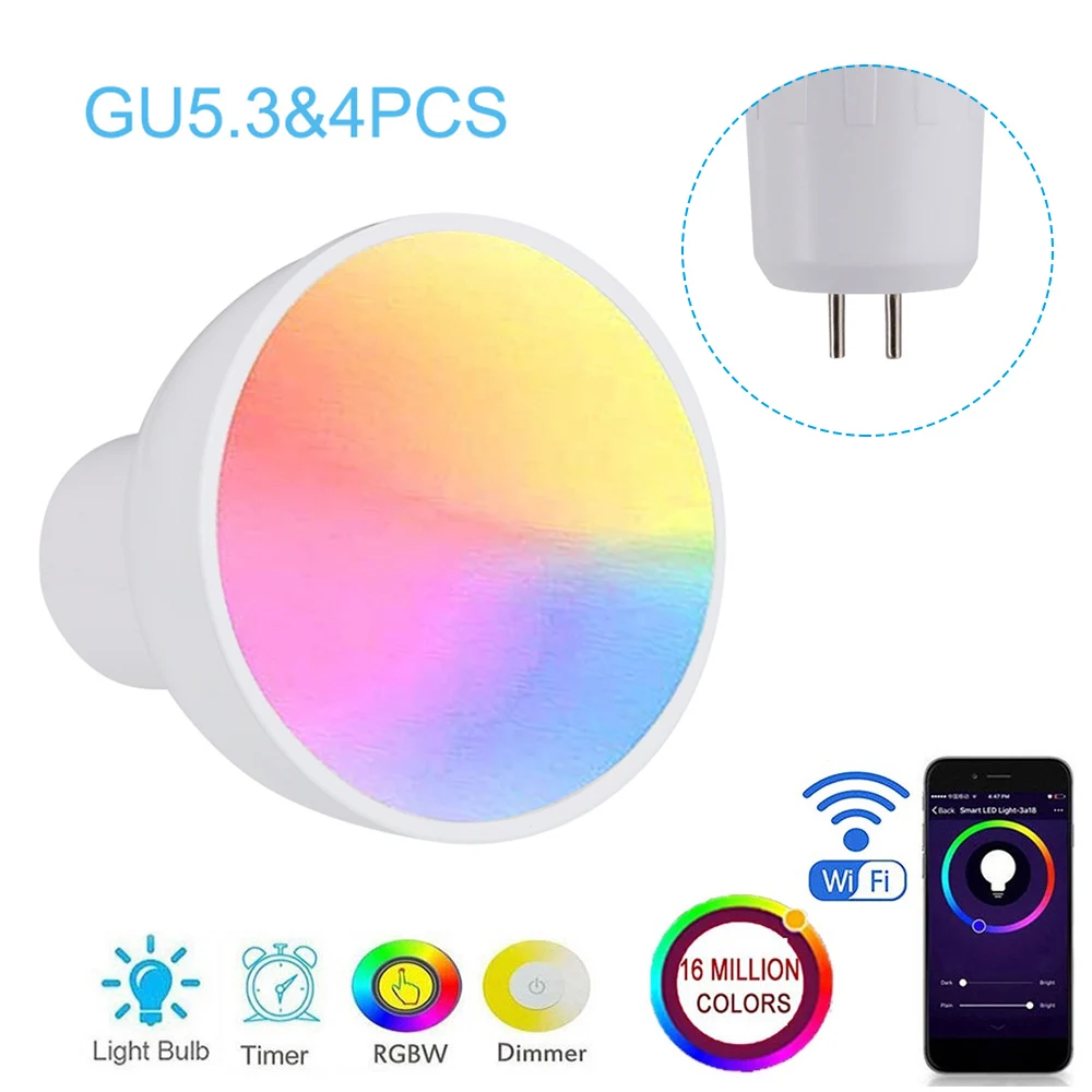 Wifi умный светодиодный светильник лампа GU10/GU5.3/E27 приложение дистанционное управление переключатель с регулируемой яркостью совместимый для Amazon Alexa/Google Assistant