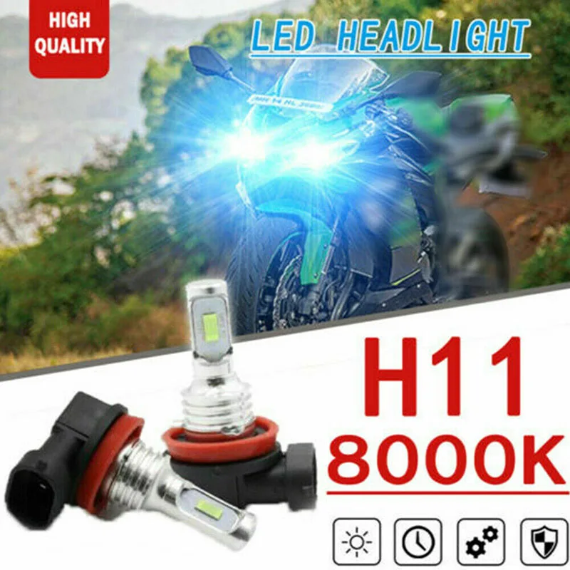 

2x H11 70W LED Headlight Bulbs High Low Beam For Kawasaki Ninja ZX6R ZX600 2007-2012