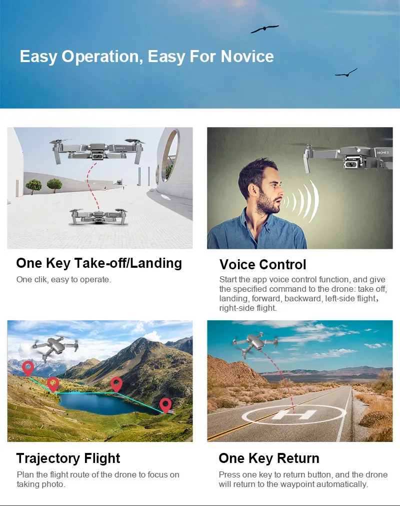 E68 складной Профессиональный Дрон с камерой 4K HD селфи WiFi FPV широкоугольный