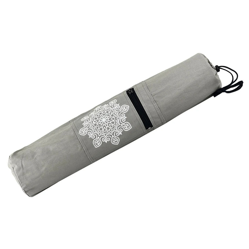 

Холщовая Сумка для йоги с цветочным принтом, с молнией, модная сумка через плечо, прочная спортивная сумка для спортзала (светильник-серая)