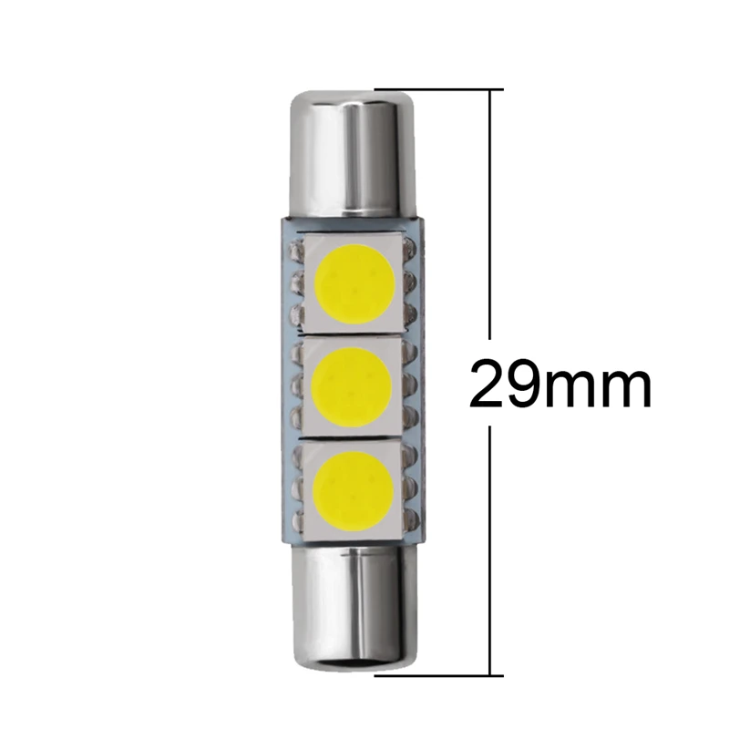 10Pcs High Quality 29mm 3 SMD 5050 LED Car Auto C5W Interior Dome Festoon Vanity Mirror Sun Visor Lights Bulb Lamp DC12V | Автомобили и