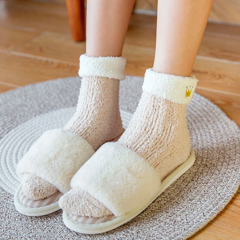 1 пара яркие однотонные мягкие женские пушистые носки|Носки| |