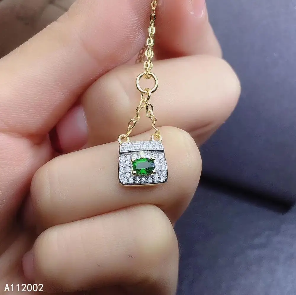 

KJJEAXCMY fine jewelry natural Diopside 925 sterling silver new women pendant necklace chain support test luxury hot selling