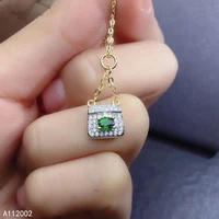 kjjeaxcmy fine jewelry natural diopside 925 sterling silver new women pendant necklace chain support test luxury hot selling