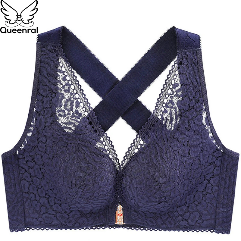 Бюстгальтер Queenral женский кружевной пуш-ап с закрытой размера плюс спереди