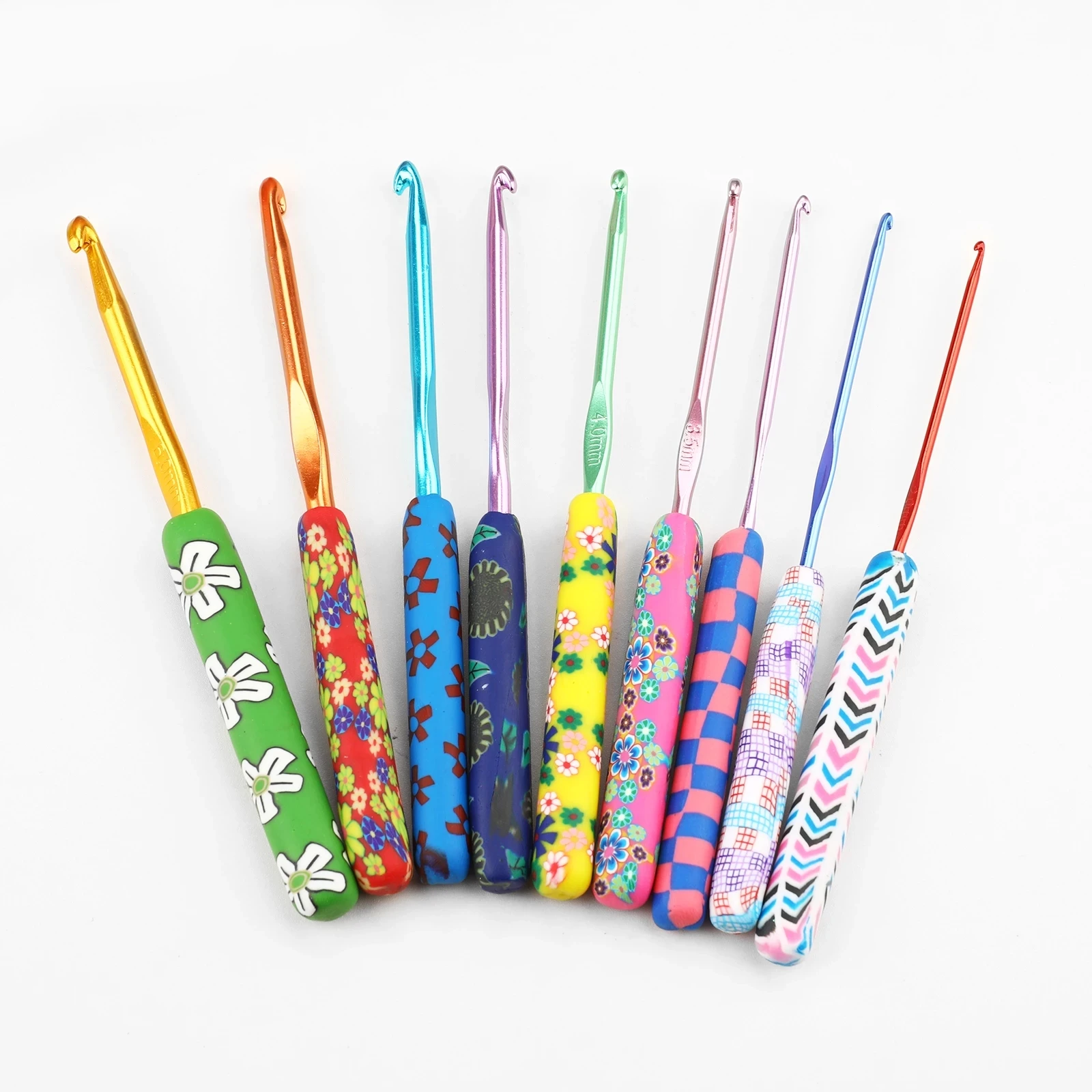 

5/9/12/14pcs Aluminum Crochet Hooks Set Crochet Hooks Weaving Handmade Sewing Tools Colorful Ceramic Handle Tool