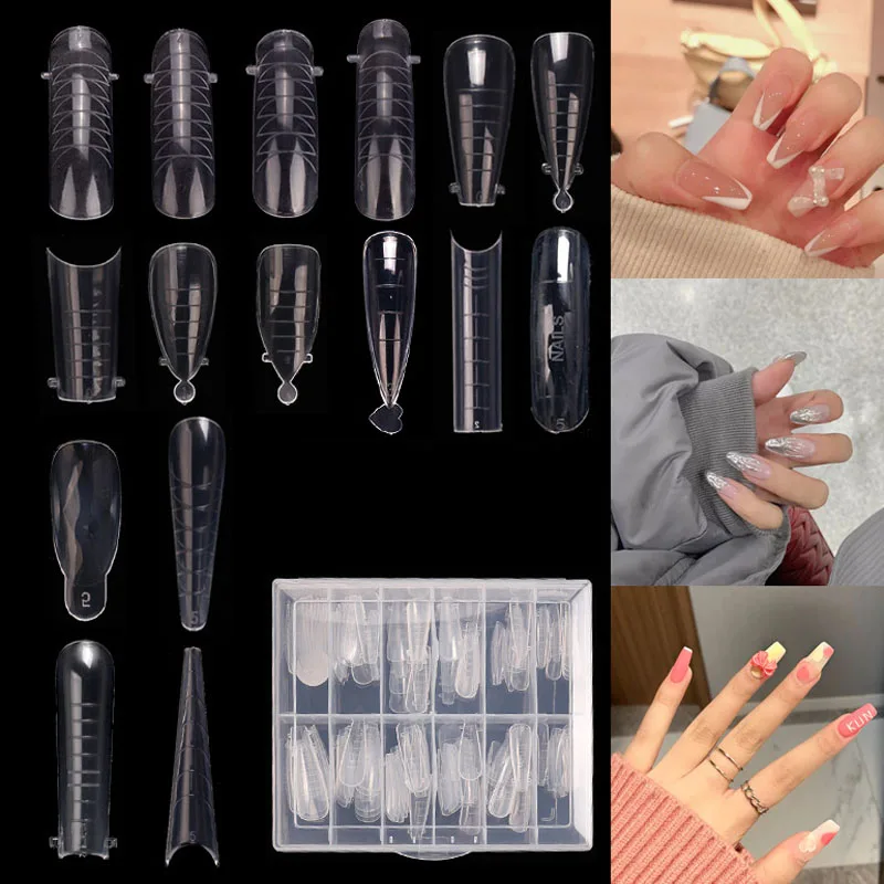 

120Pcs/Box Dual Forms Tips Quick Building Gel Mold Nail System Full Cover Tips Nail Extension Forms Top Molds For Build Form