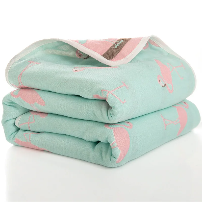 

High Qulity Newborn Baby Cotton 6Layer Muslin Blanket Cartoon Soft Breathable Infant Swaddle Wrap Quilts For Baby Bedding Sets