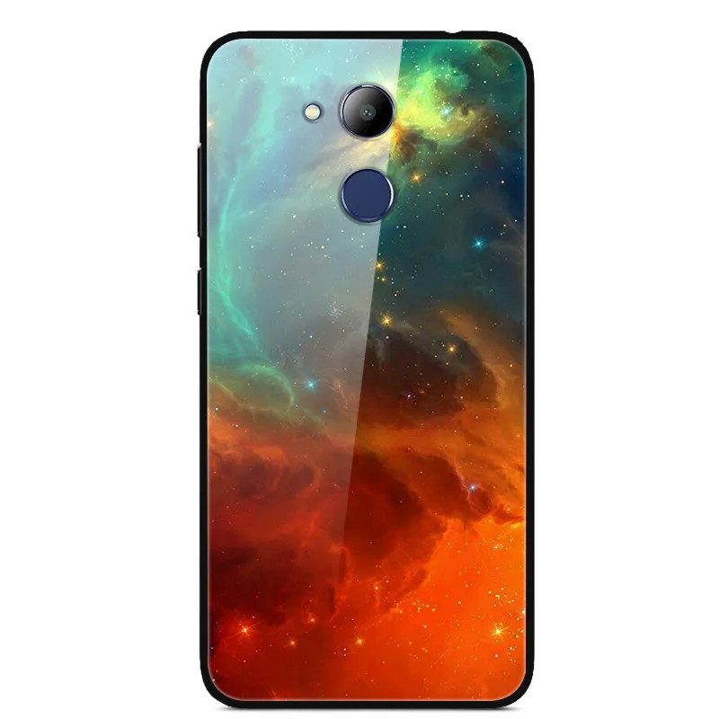 

Case For Honor V9 Play Tempered Glass Phone Back Cover With Black Silicone Bumper Series 1