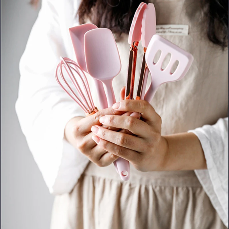 Набор силиконовых кухонных принадлежностей антипригарная лопата с деревянной