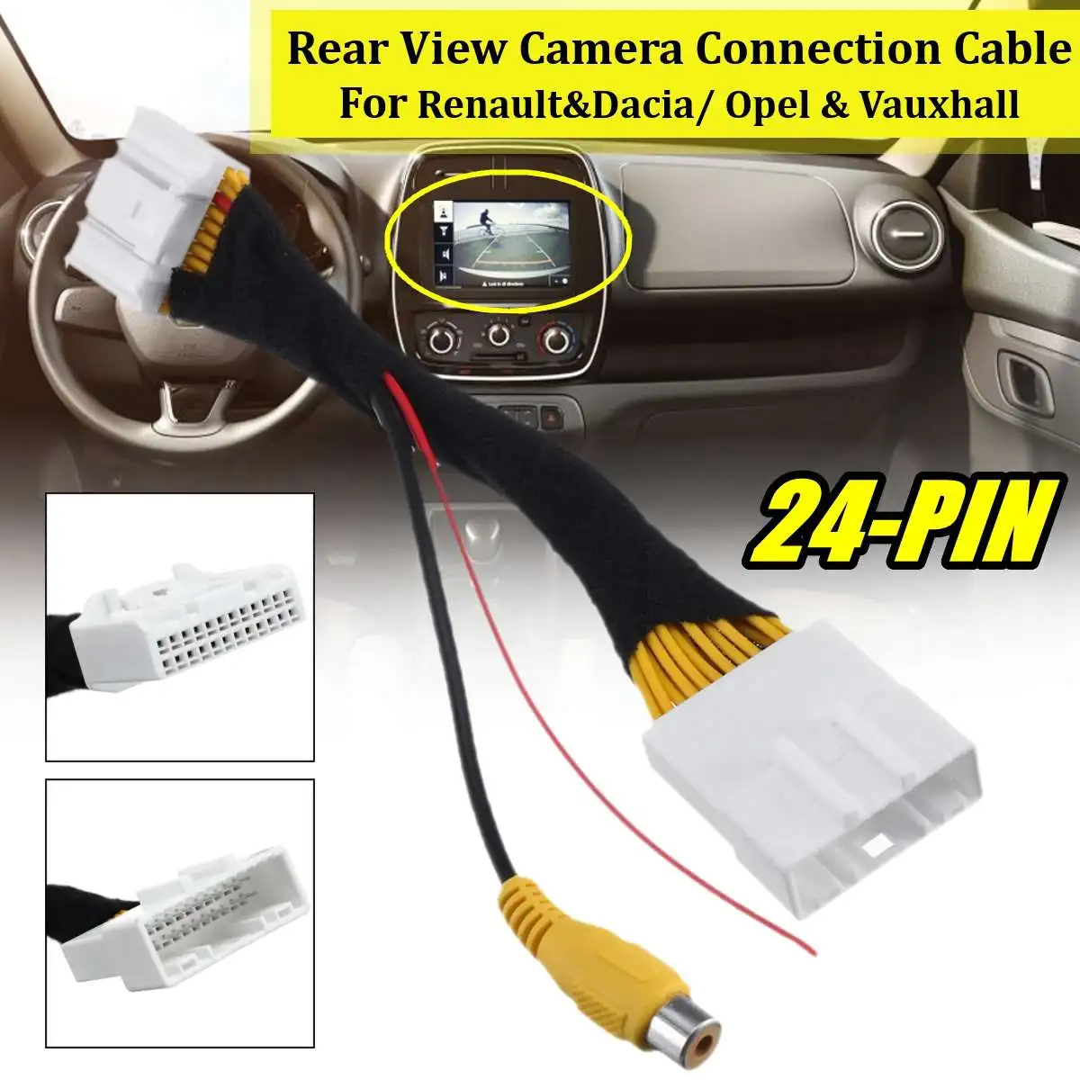 

24 Pin adapter Rear View Camera Connection Cable For Renault&Dacia for Opel for Vauxhall For Clio 4 2012-up For Dokker 2012-up