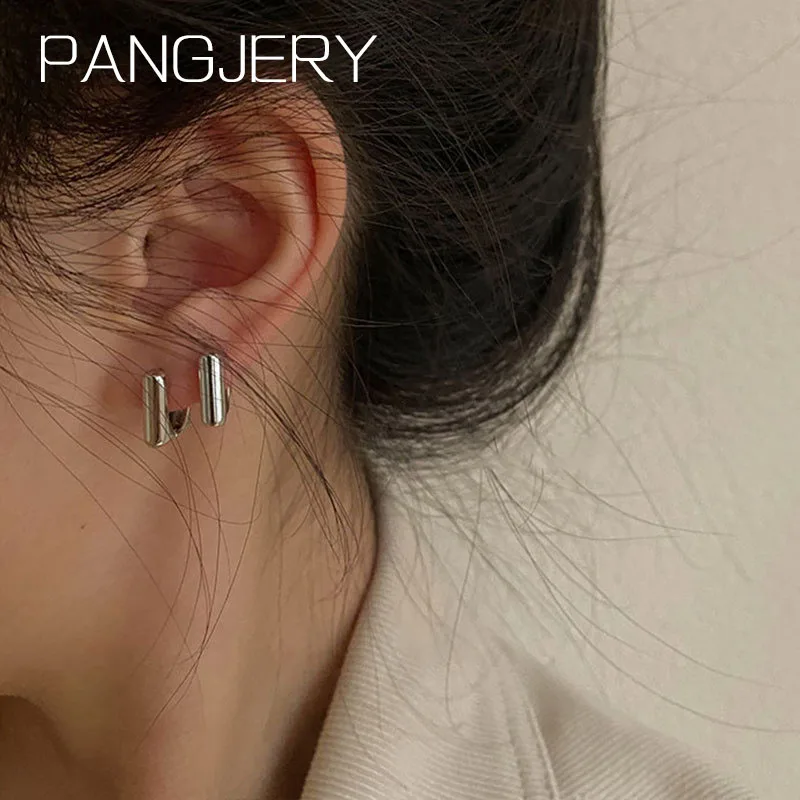 

PANGJERY 925 Stamp Square Earrings for Women Geometric Simple INS Fashion Luxury Wedding Prevent Allergy Jewelry Gifts
