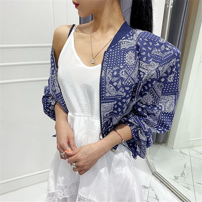 

Alien Kitty Women Jacket 2020 Summer Half Sleeve O-neck Drawstring Zipper Elegant Geometric Print Office Lady Loose Coats Casual