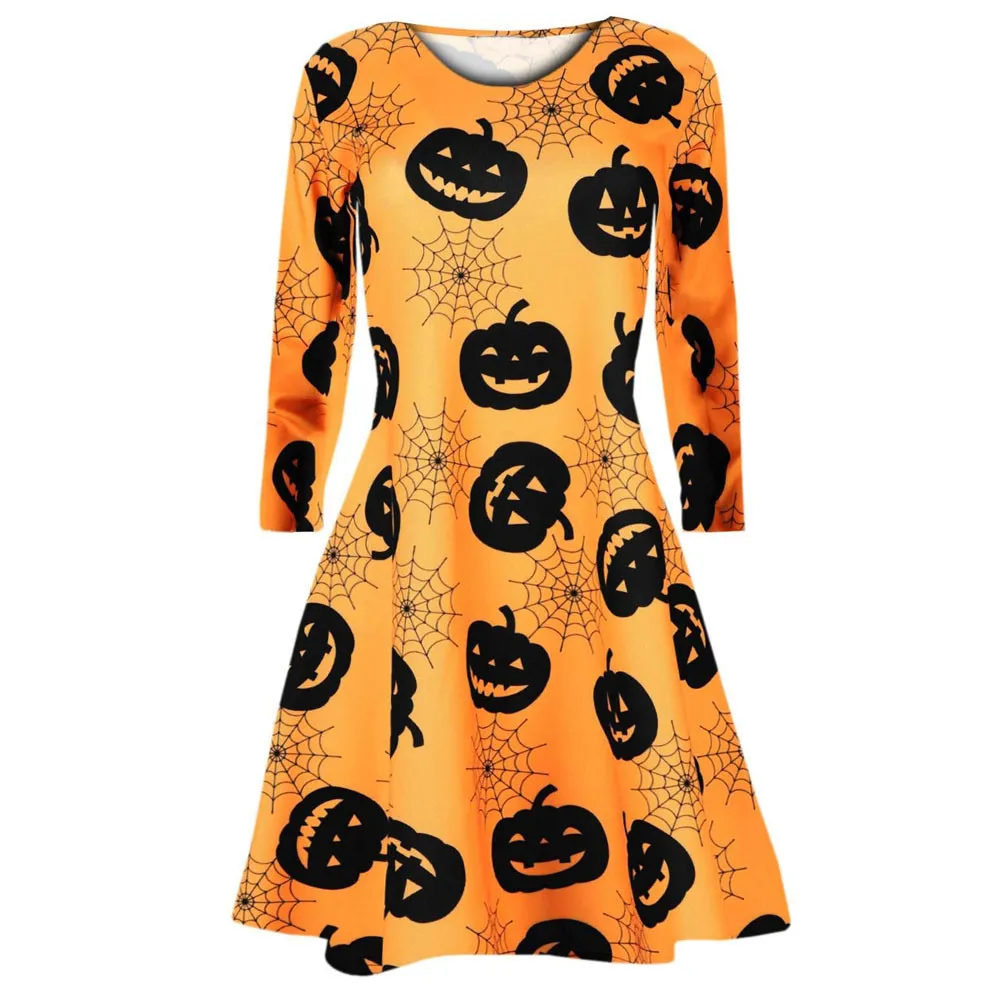 Хит продаж женский длинный рукав тыква Череп Хэллоуин вечерний Выпускной костюм