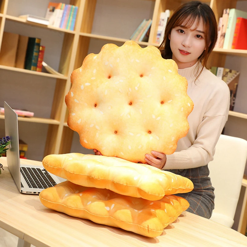 

1PC 38/40CM Simulation Biscuits Pillow Plush Cushion Plush Toy Doll Kids Home Decor Biscuits Seat Cushion Chair Car Seat Cushion