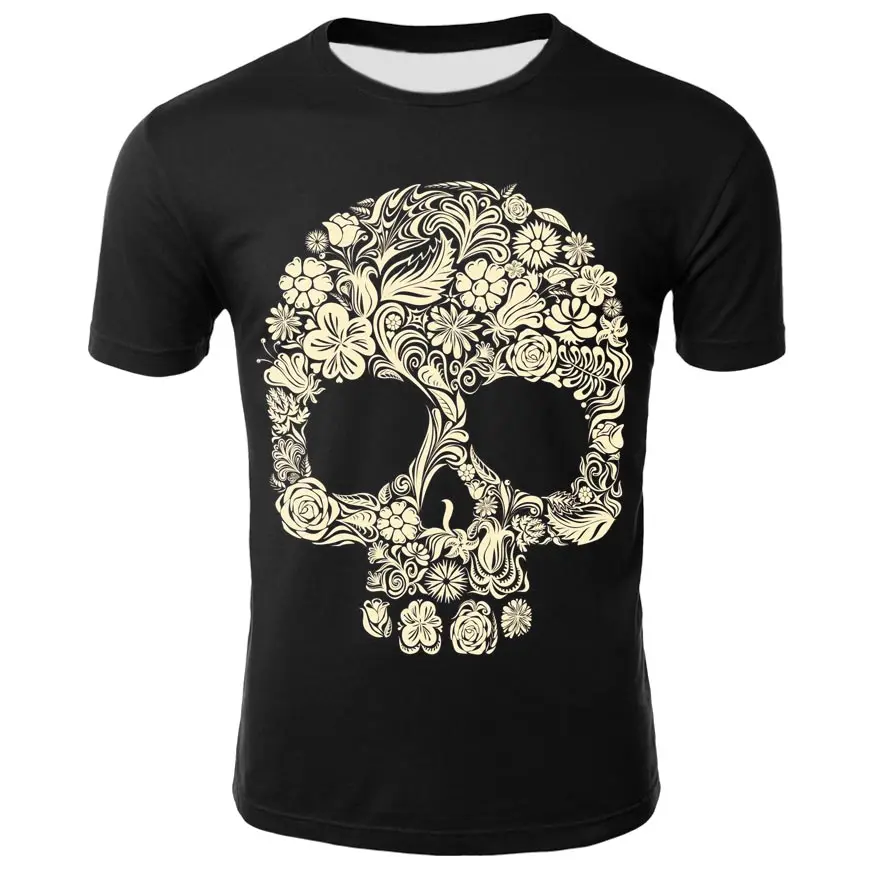 

3D Print T Shirt Men Horror Skull Print Shirt Street Style Summer New 2021