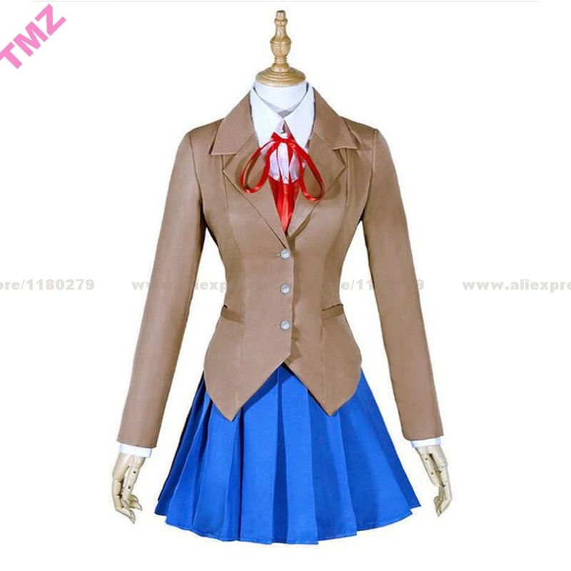 Doki Литературный клуб Monika Косплей Sayori Yuri Natsuki Костюм Школьная форма для девочек