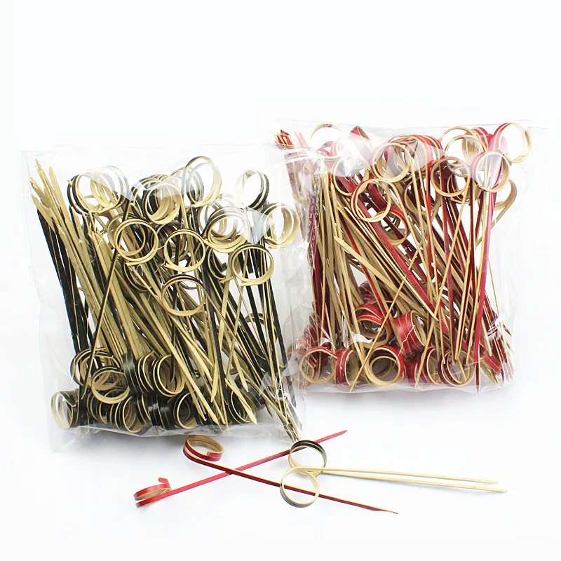 12 см 100 шт. красные пальцы бамбуковые наклейки поштучные вилки для фруктов