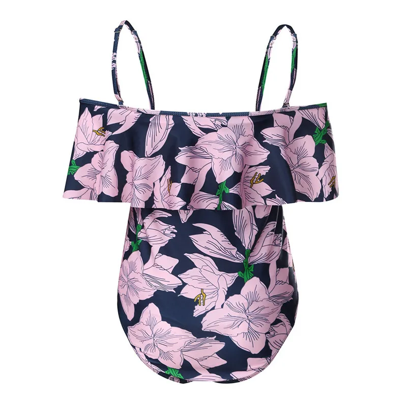 Женский купальник для беременных слитный с цветочным принтом и оборками пляжная