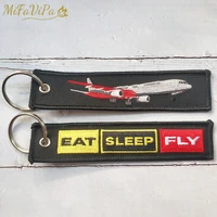 mifavipa 20 pcs plane keychain fashion trinket embroidery keyring eat sleep fly key chain for pilot aviation men christmas gift