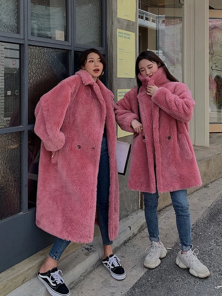Short Pink Женское пальто из искусственного меха, коллекция года, повседневная меховая куртка большого размера, толстая теплая куртка, длинное пальто из искусственного меха, зимнее пальто для женщин, casaco feminino - Цвет: Short Pink
