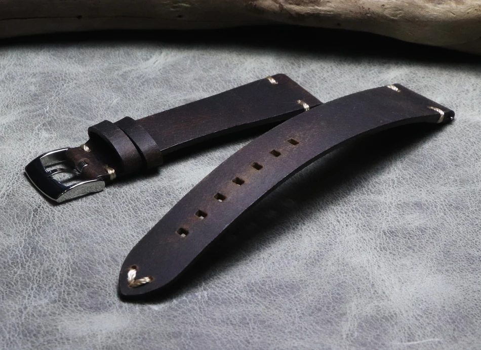 Ремешок для часов из кожи Крейзи Хорс винтажный коричневый серый зеленый браслет