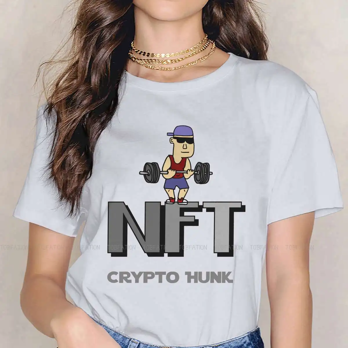 

Коллекционная криптовалюминесцентная коллекция, женская футболка NFT, непонятная футболка для девушек, базовые Топы, женская футболка 5XL, хи...